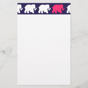 Ontwerp van de marine, roze en witte olifanten briefpapier