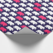 Ontwerp van de marine, roze en witte olifanten cadeaupapier (Hoek)