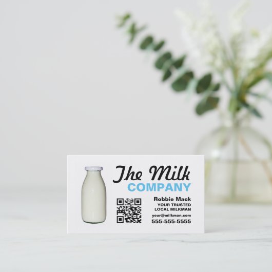 Ontwerp van de melkfles, melkboer/vrouw Levering Visitekaartje (Staand voorkant)