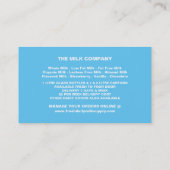 Ontwerp van de melkfles, melkboer/vrouw Levering Visitekaartje (Achterkant)