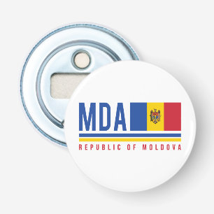 Ontwerp van de Moldavië-vlag en ISO-code Button Flesopener