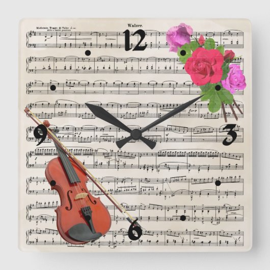 Ontwerp van de Muziek van de viool en van het Blad Vierkante Klok (Voorkant)