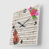 Ontwerp van de Muziek van de viool en van het Blad Vierkante Klok (Hoek)