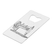 Ontwerp van de naaimachine creditkaart flessenopener (Achterkant Gekanteld)