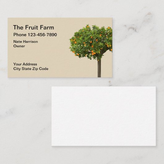 Ontwerp van de Oranje fruitbomen van Boerderij Visitekaartje (Voorkant / Achterkant)