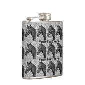 ontwerp van de paarden zwart-wit afbeelding van ee heupfles (Rechts)