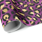 Ontwerp van de Paarse en Gold Leopard-reeks 1 Cadeaupapier (Rol Hoek)