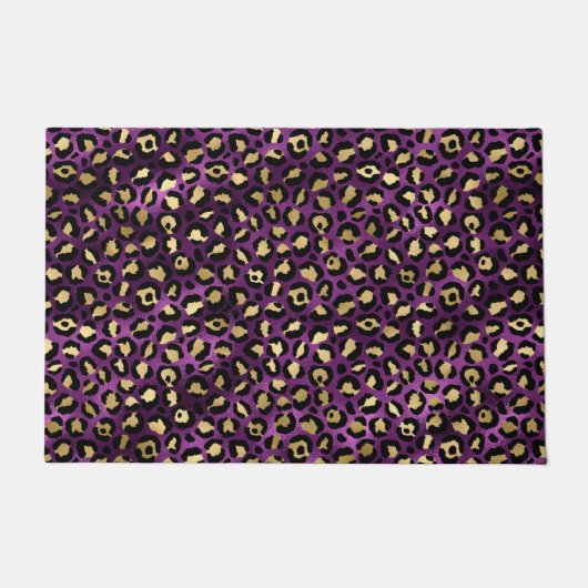 Ontwerp van de Paarse en Gold Leopard-reeks 1 Deurmat (Voorkant)