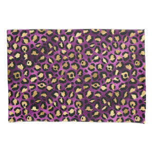 Ontwerp van de Paarse en Gold Leopard-reeks 1 Kussensloop