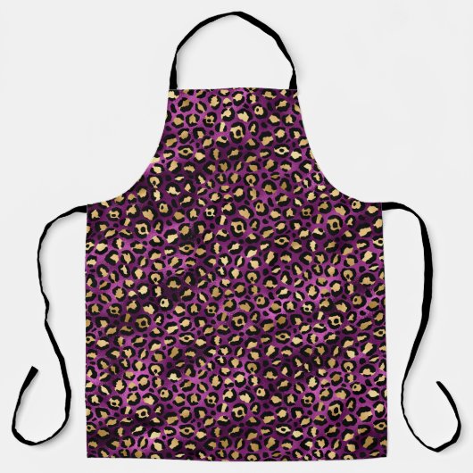 Ontwerp van de Paarse en Gold Leopard-reeks 1 Schort (Voorkant)