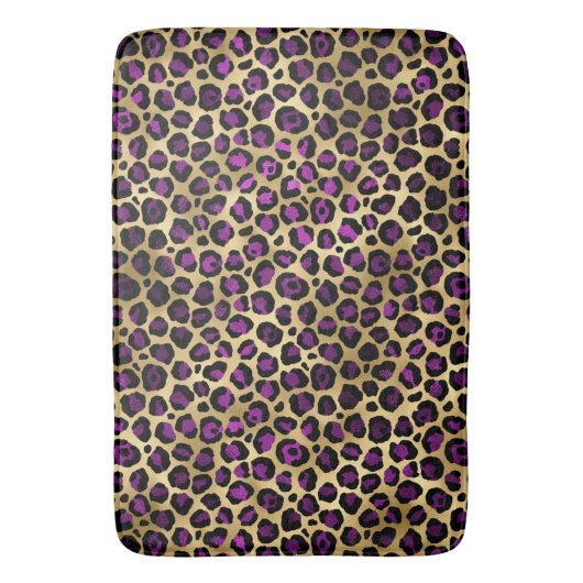 Ontwerp van de Paarse en Gold Leopard-reeks 4 Badmat (Voorkant Verticaal)