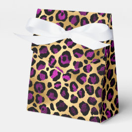 Ontwerp van de Paarse en Gold Leopard-reeks 4 Bedankdoosjes