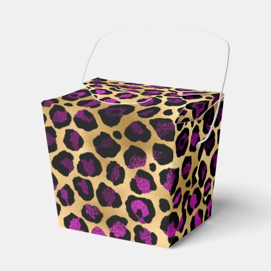 Ontwerp van de Paarse en Gold Leopard-reeks 4 Bedankdoosjes (Voorkant Zijde)