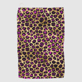 Ontwerp van de Paarse en Gold Leopard-reeks 4 Golfhanddoek (Voorkant)