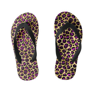Ontwerp van de Paarse en Gold Leopard-reeks 4 Kinder Teenslippers