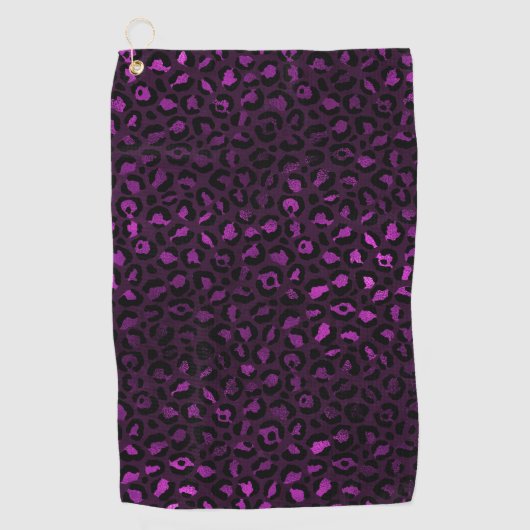 Ontwerp van de Paarse en Gold Leopard-reeks 5 Golfhanddoek (Voorkant)