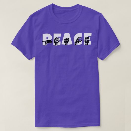 Ontwerp van de PEACE ASL-gebarentaal 5 T-shirt (Design voorkant)