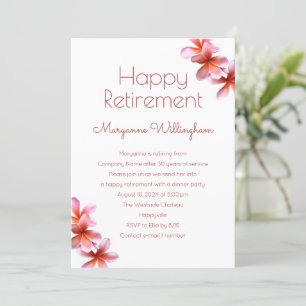 Ontwerp van de Plumeria Flowers Retirement Party Kaart