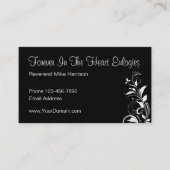 Ontwerp van de predikant van de begrafenis visitekaartje (Voorkant)