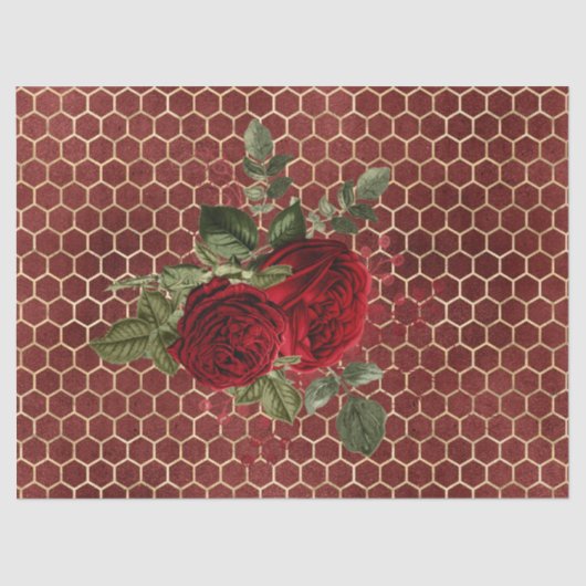 Ontwerp van de Red Rose Bee-reeks 69 Tissuepapier (Voorkant)