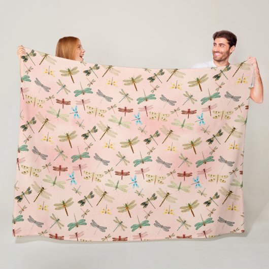 ontwerp van de Reeks Dragonflies 3 Fleece Deken (In situ)