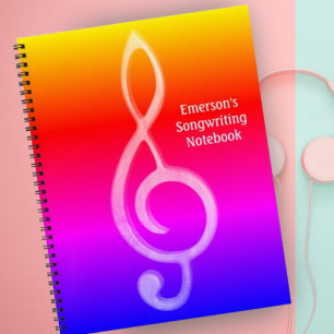 Ontwerp van de Reinbow-muziek van de Treble Clef p Notitieboek