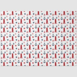 Ontwerp van de rode en Navy Nautical Series 12 Tissuepapier