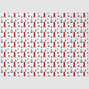 Ontwerp van de rode en Navy Nautical Series 12 Tissuepapier