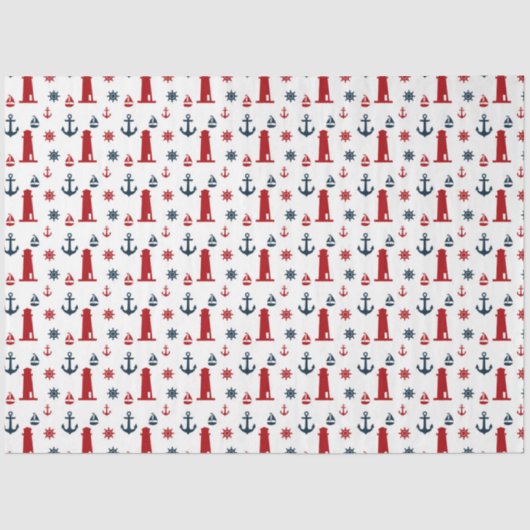 Ontwerp van de rode en Navy Nautical Series 12 Tissuepapier (Voorkant)