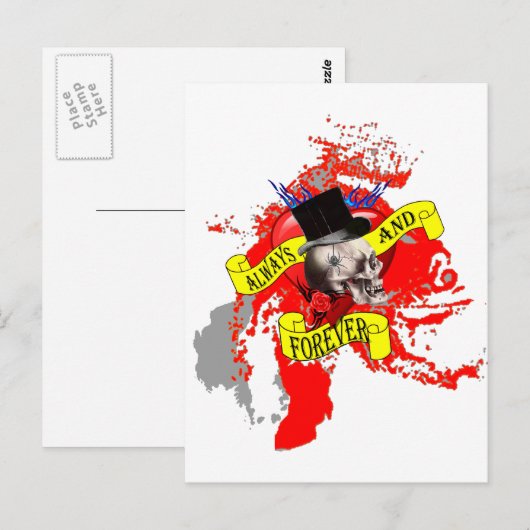 Ontwerp van de roomschedel en het hart van het tat briefkaart (Voorkant / Achterkant)