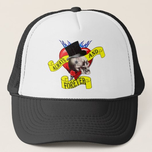 Ontwerp van de roomschedel en het hart van het tat trucker pet (Voorkant)