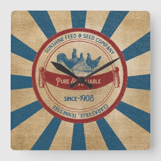 ontwerp van de Rooster Zonneshine Vierkante Klok (Voorkant)