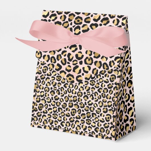 Ontwerp van de Roze en Gold Leopard-reeks 12 Bedankdoosjes (Voorkant Zijde)