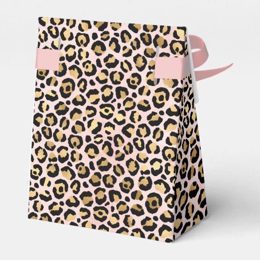 Ontwerp van de Roze en Gold Leopard-reeks 12 Bedankdoosjes (Achterkant)