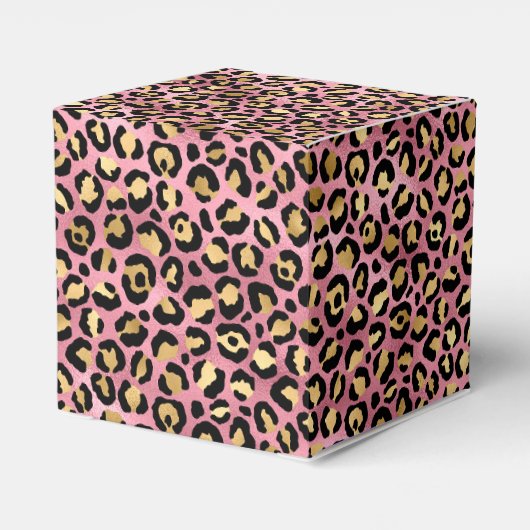 Ontwerp van de Roze en Gold Leopard-reeks 15 Bedankdoosjes (Achterkant)