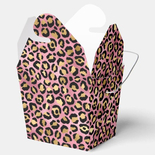 Ontwerp van de Roze en Gold Leopard-reeks 15 Bedankdoosjes (Geopend)