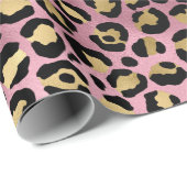 Ontwerp van de Roze en Gold Leopard-reeks 15 Cadeaupapier (Rol Hoek)