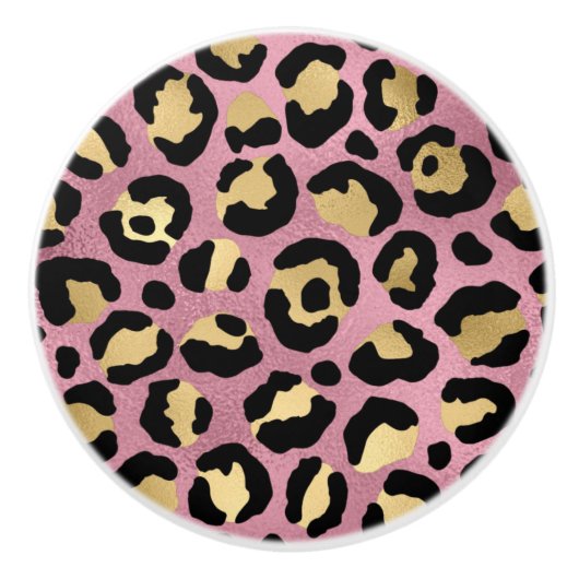 Ontwerp van de Roze en Gold Leopard-reeks 15 Keramische Knop (Voorkant)