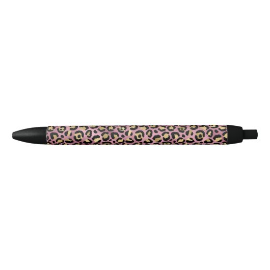 Ontwerp van de Roze en Gold Leopard-reeks 15 Zwarte Inkt Pen (Voorkant)