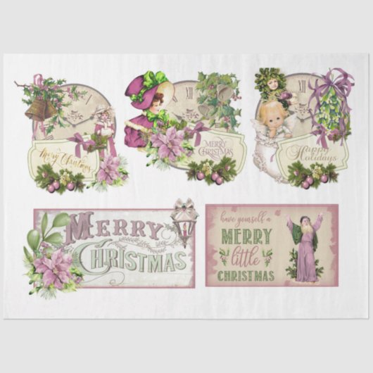 Ontwerp van de roze waterkleurige kerstserie 13 tissuepapier (Voorkant)