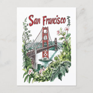 Ontwerp van de San Francisco Golden Gate Bridge Wa Briefkaart