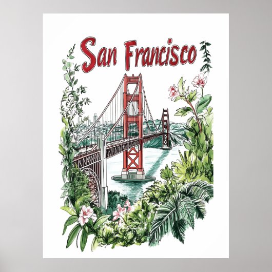 Ontwerp van de San Francisco Golden Gate Bridge Wa Poster (Voorkant)