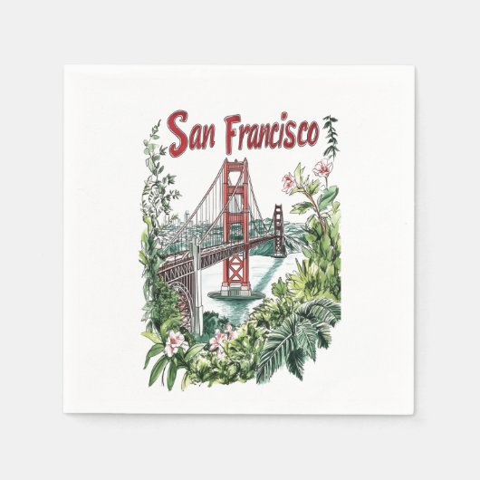 Ontwerp van de San Francisco Golden Gate Bridge Wa Servet (Voorkant)