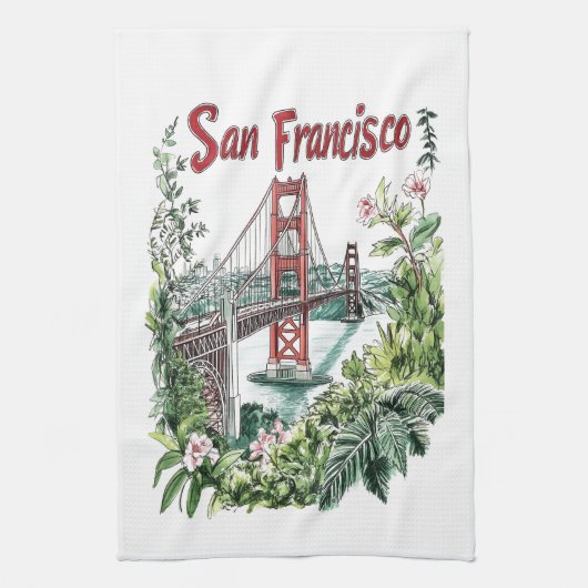 Ontwerp van de San Francisco Golden Gate Bridge Wa Theedoek (Verticaal)