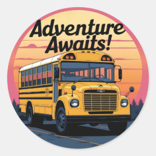 Ontwerp van de  schoolbus ronde sticker