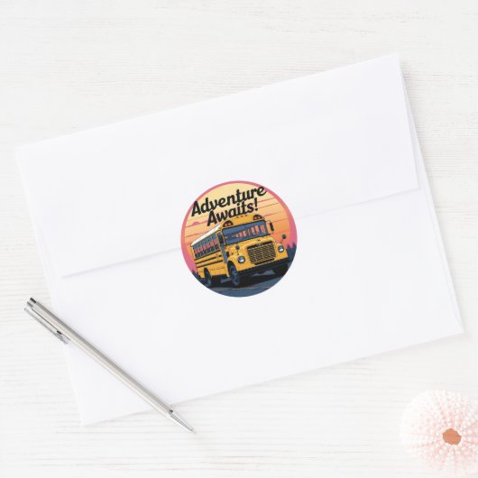 Ontwerp van de  schoolbus ronde sticker (Envelop)