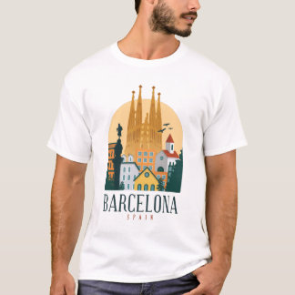 Ontwerp van de skyline van de stad Barcelona T-shirt