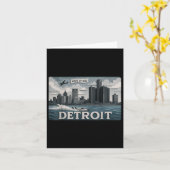 Ontwerp van de skyline van Detroit met What Up Doe Kaart (Gele Bloem)