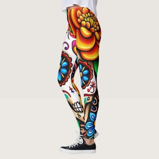 Ontwerp van de suikerschedel leggings (Links)