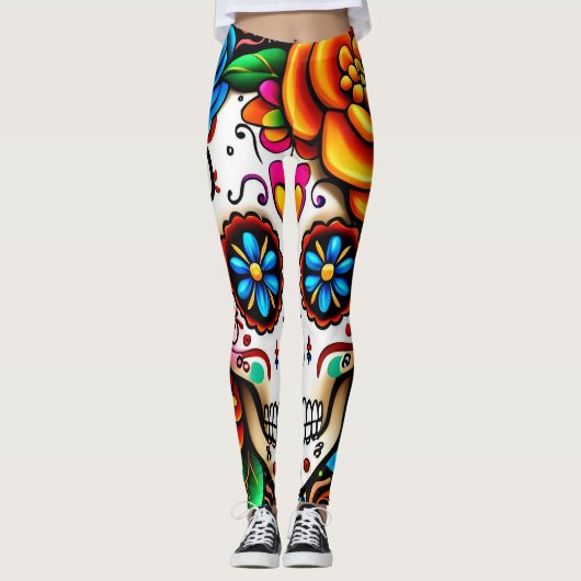 Ontwerp van de suikerschedel leggings (Voorkant)